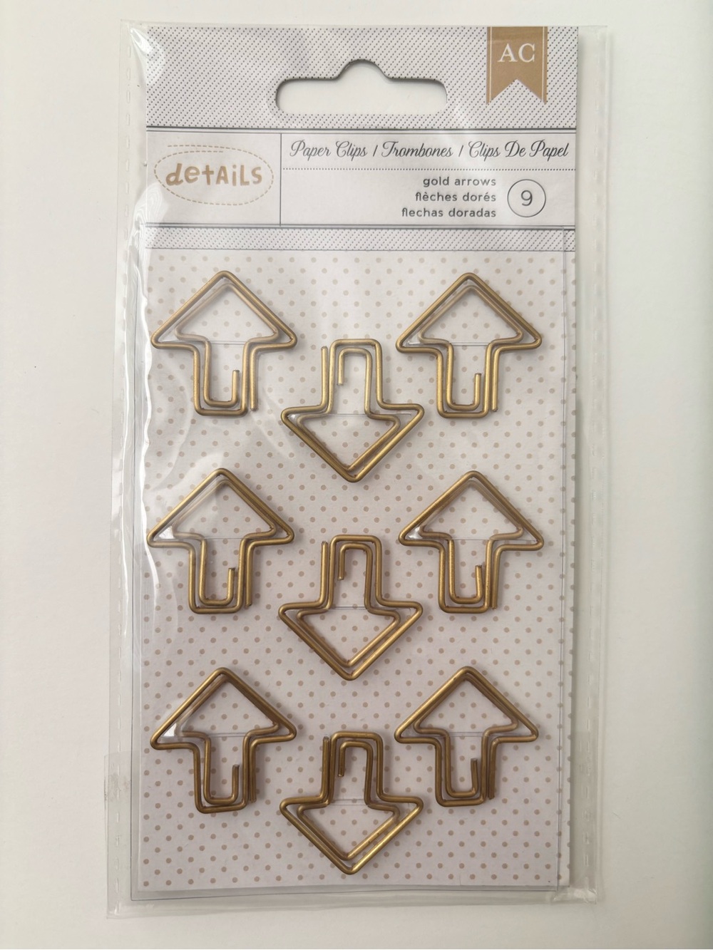 NWT Gold Arrow Paperclips Pack of 9